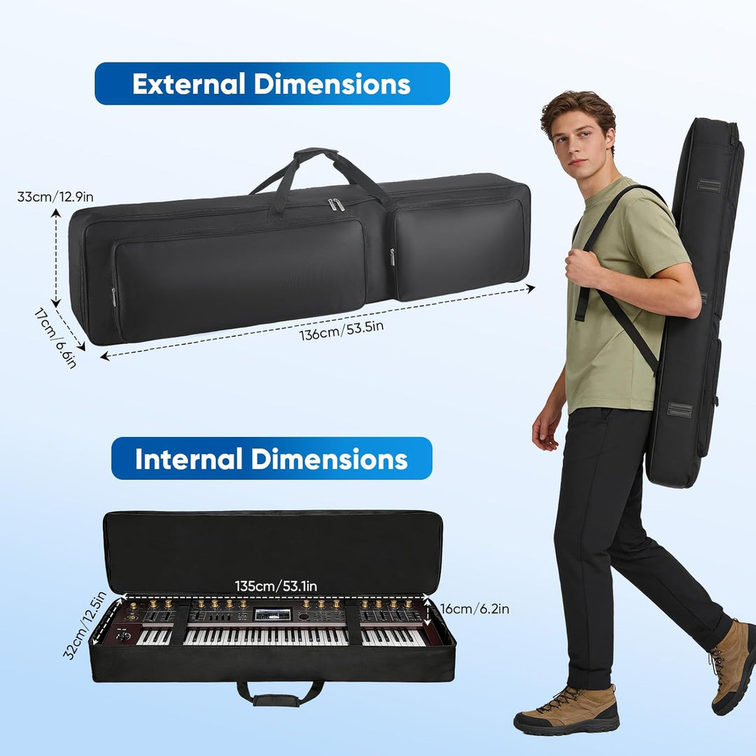 88 Tasten Keyboard Tasche, Tragbare Gigbag Zwei-Möglichkeiten E-Piano Tasche Gepolstert aus 600D Rob