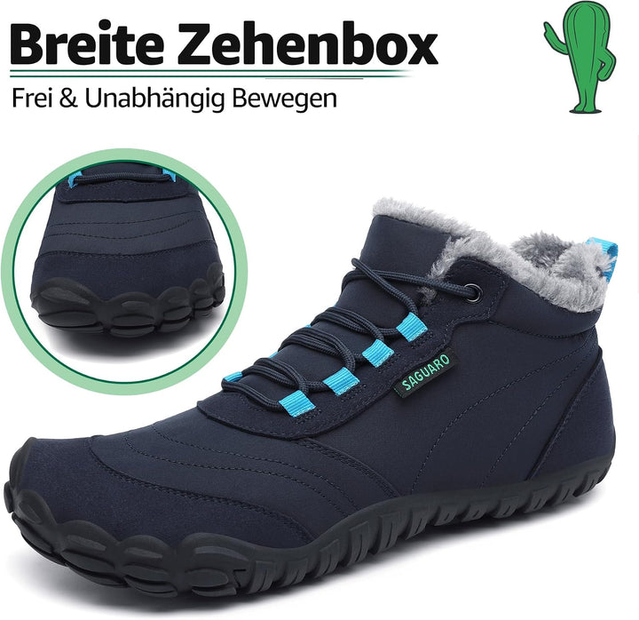 SAGUARO Barfussschuhe Winter Warm Wasserdicht Gefüttert Winterschuhe für Damen Herren Gr.36-46 39 EU