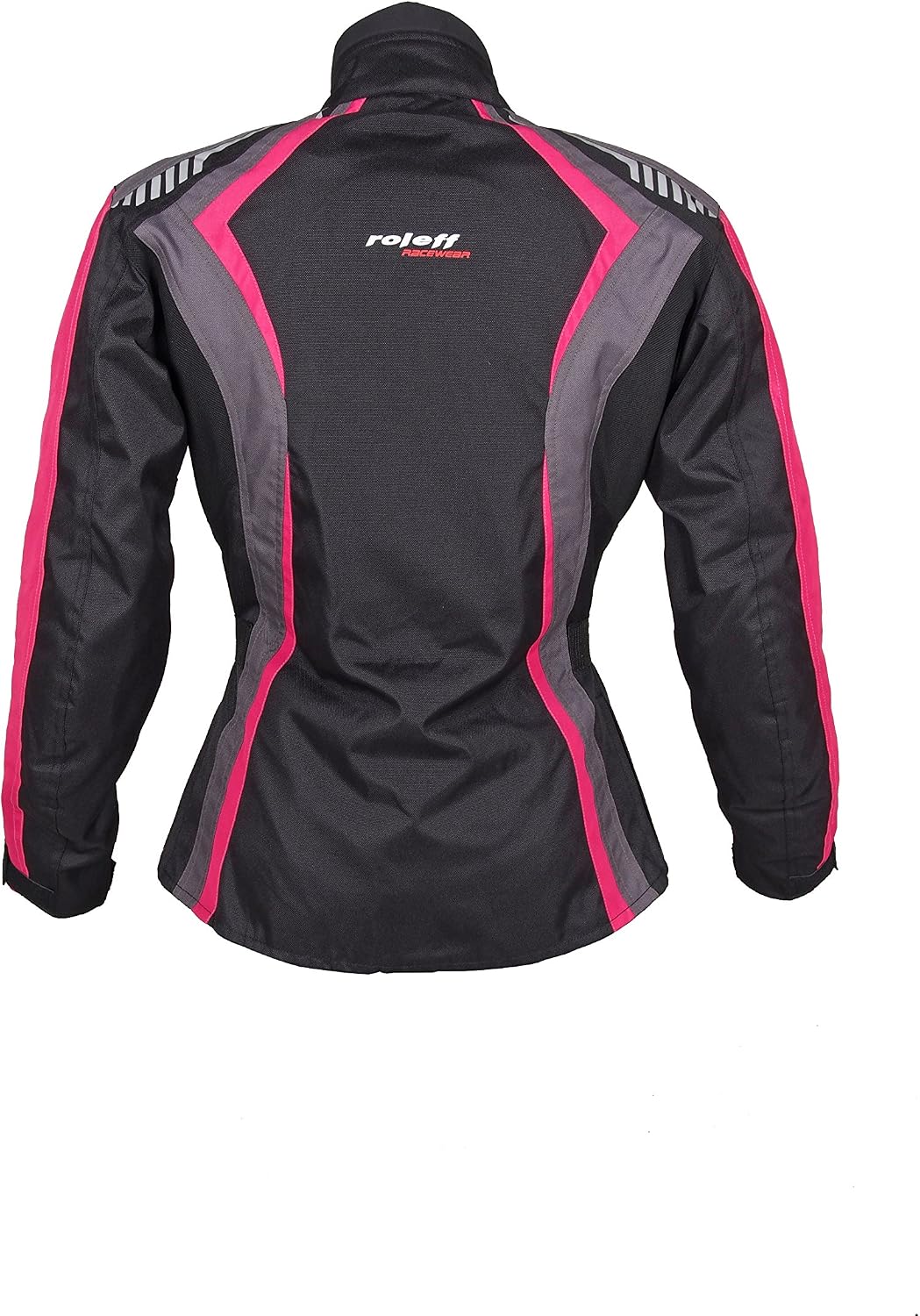 Damen Textil Motorradjacke mit CE Protektoren, gute Belüftung, taillierter Schnitt XS Black, Pink, G