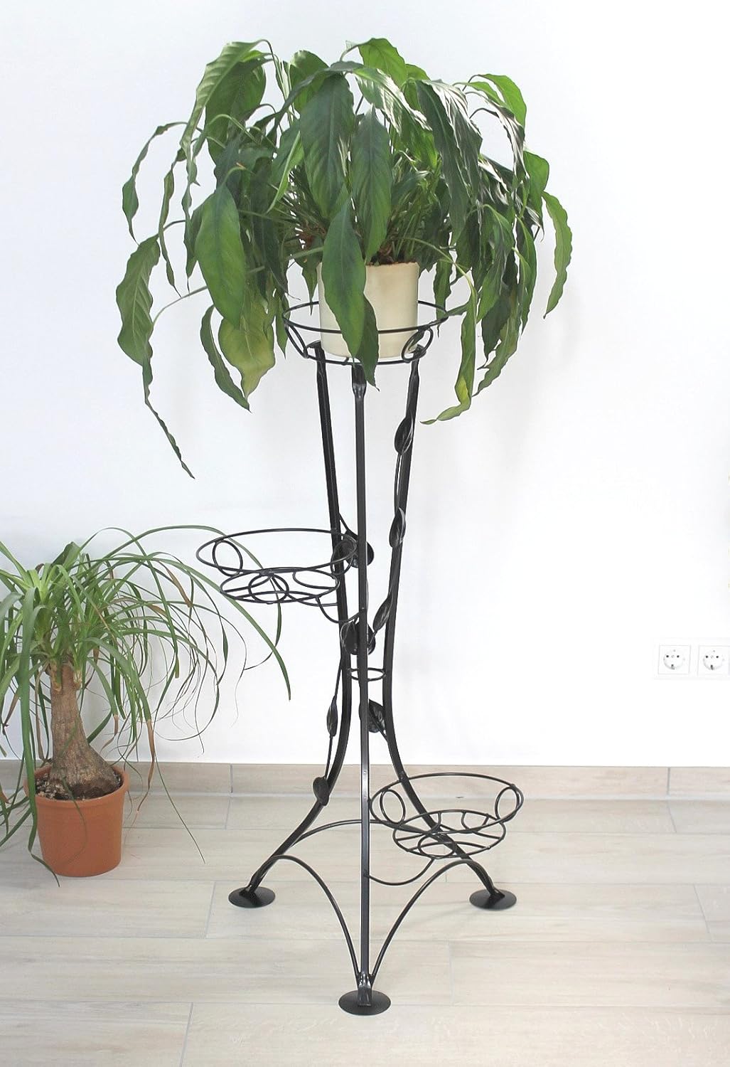 DanDiBo Blumentreppe Metall Schwarz 100 cm Blumenständer mit 3 Ablagen KW041 Blumensäule Pflanzenstä