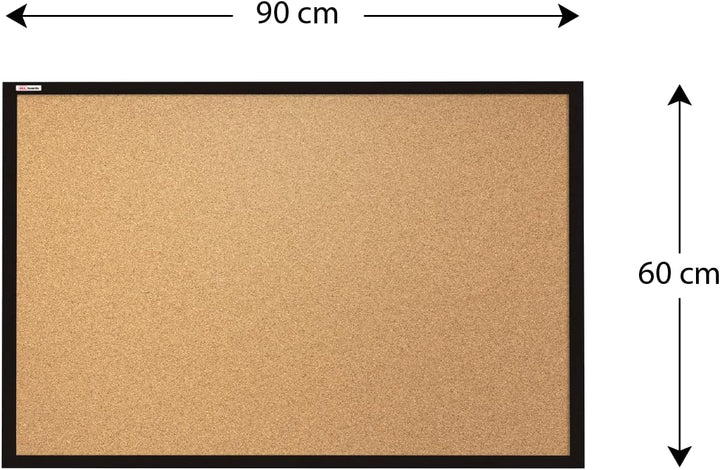 ALLboards Pinnwand mit Schwarzer Holz Rahmen 90x60cm Korktafel Korkwand Pinnwand Kork Farbiger Natur