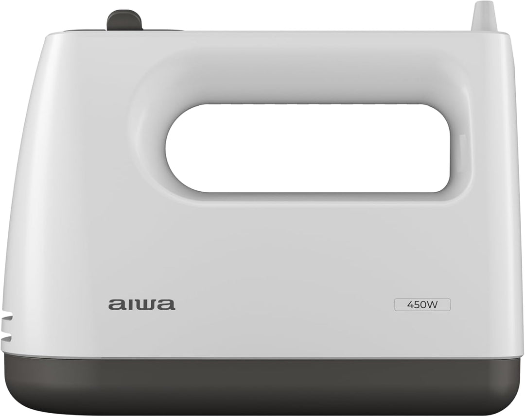 Aiwa Tesaberu AHX‑600 Stabmixer, 450 W, 5 Geschwindigkeitsstufen + Turbo-Funktion, 2 Knethaken und K