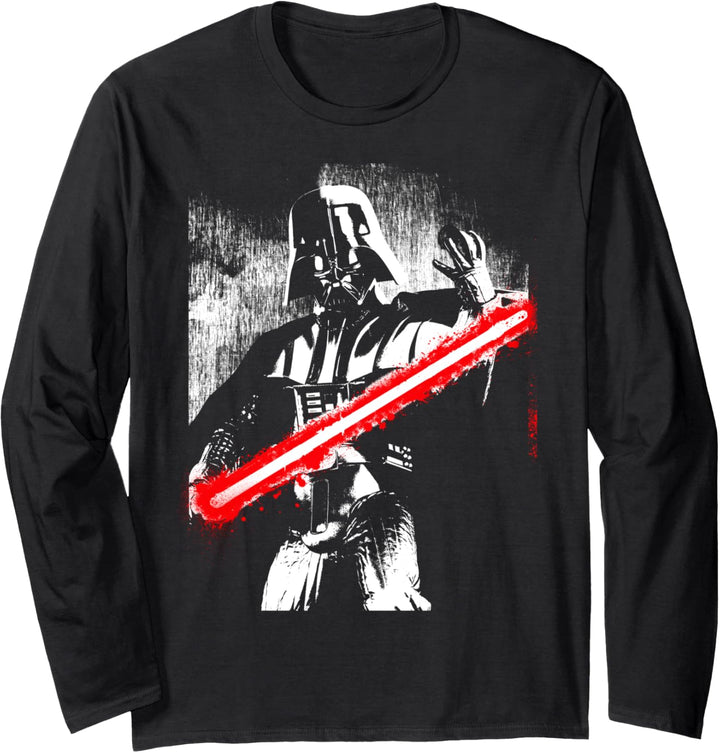 Star Wars Darth Vader Lightsaber Distressed Portrait Langarmshirt