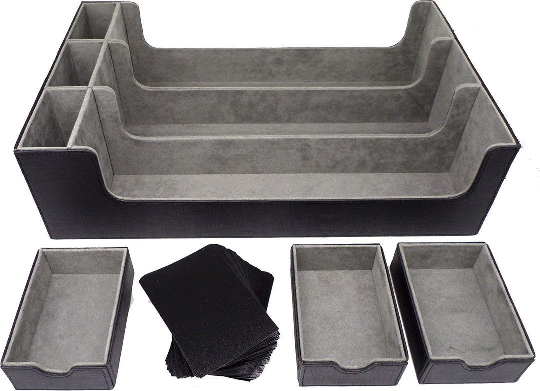 docsmagic.de Premium 3-Row Trading Card Storage Box Black + Trays & Divider - MTG PKM YGO - Sammelka
