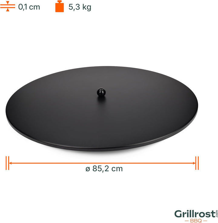 Grillrost.com Das Original Abdeckplatte 85cm mit Griff - für Feuerplatten, Feuerschalen & Feuerwanne