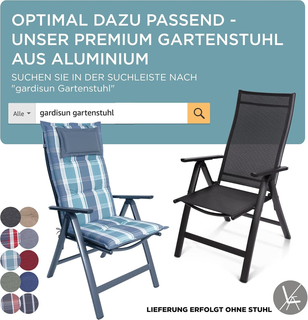 gardisun Gartenstuhlauflagen Hochlehner mit Kopfteil I Extra Dicke Sitzauflagen I Made in Europe I P