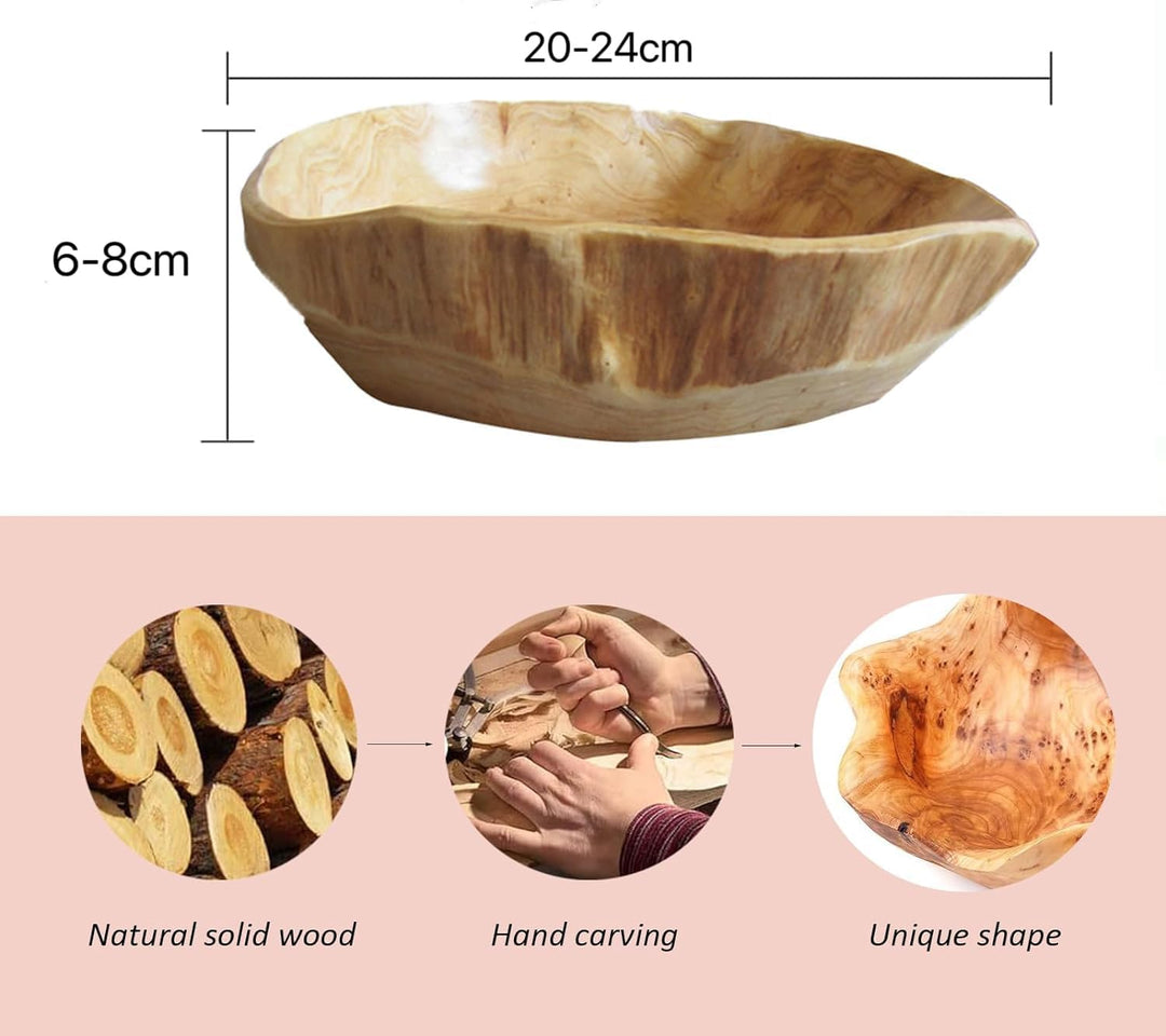 Obstschale aus Naturholz für unverwechselbares Dekor, unregelmässige kreative Holzschale, handgefert