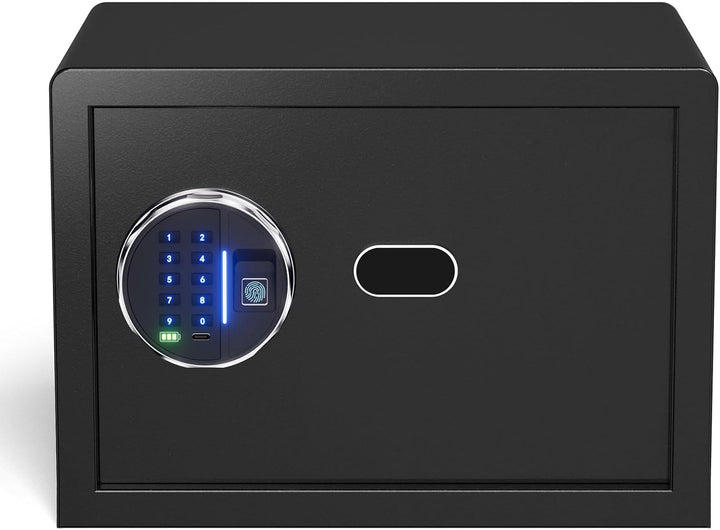 Grimtron Biometrischer Fingerabdruck-Tresor – 22L Sicherheitsbox mit LED-Beleuchtung, leisem Modus,