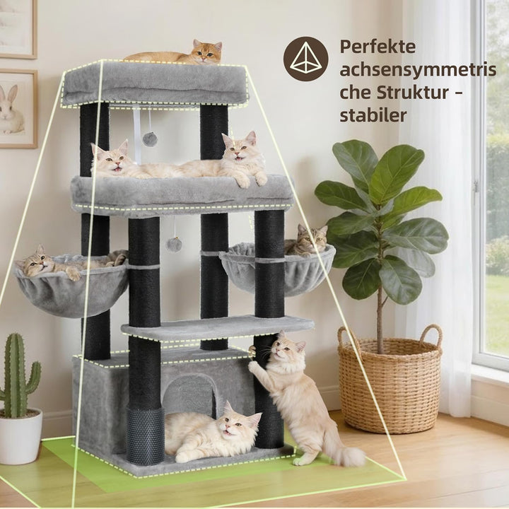 Hey-brother Kratzbaum, Stabil Katzenbaum für grosse Katzen und Maine Coons, mit 8 cm dicken Sisal-Kr