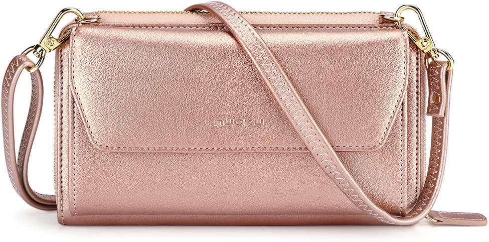 nuoku Geldbörse Damen mit RFID, Kleine Portemonnaie Damen mit Kreditkarten Etuis, Handytasche zum Um