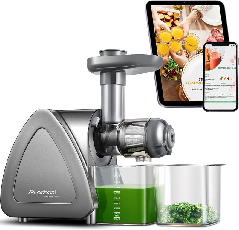 Aobosi Slow Juicer Entsafter Gemüse und Obst Testsieger, Reversierfunktion,150w leisem Motor,Saftpre