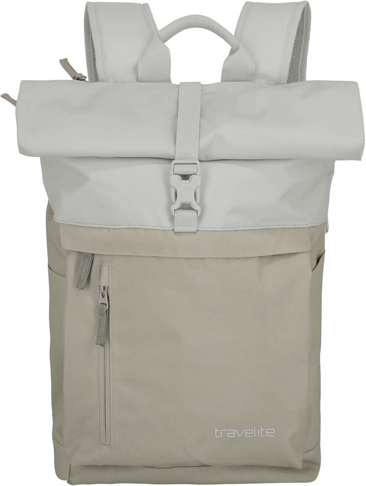 Travelite Handgepäck Rucksack, Laptop Rucksack 15,6 Zoll, BASICS, Reiserucksack Rolltop Funktion, 60