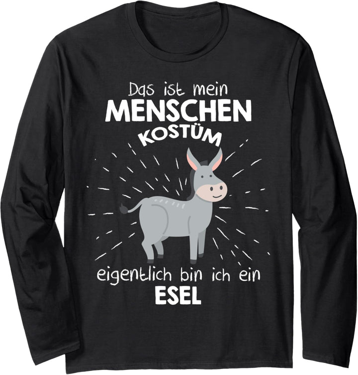 Mein Menschen Kostüm Bin ich ein Esel, Halloween Outfit Langarmshirt