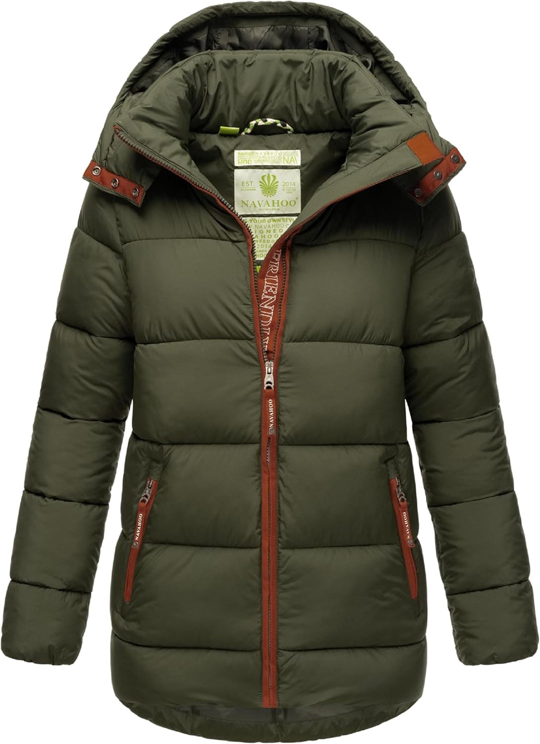 Navahoo Damen Kurze Winterjacke Steppjacke warm mit Abnehmbarer Kapuze aus recycelten Materialien Wa