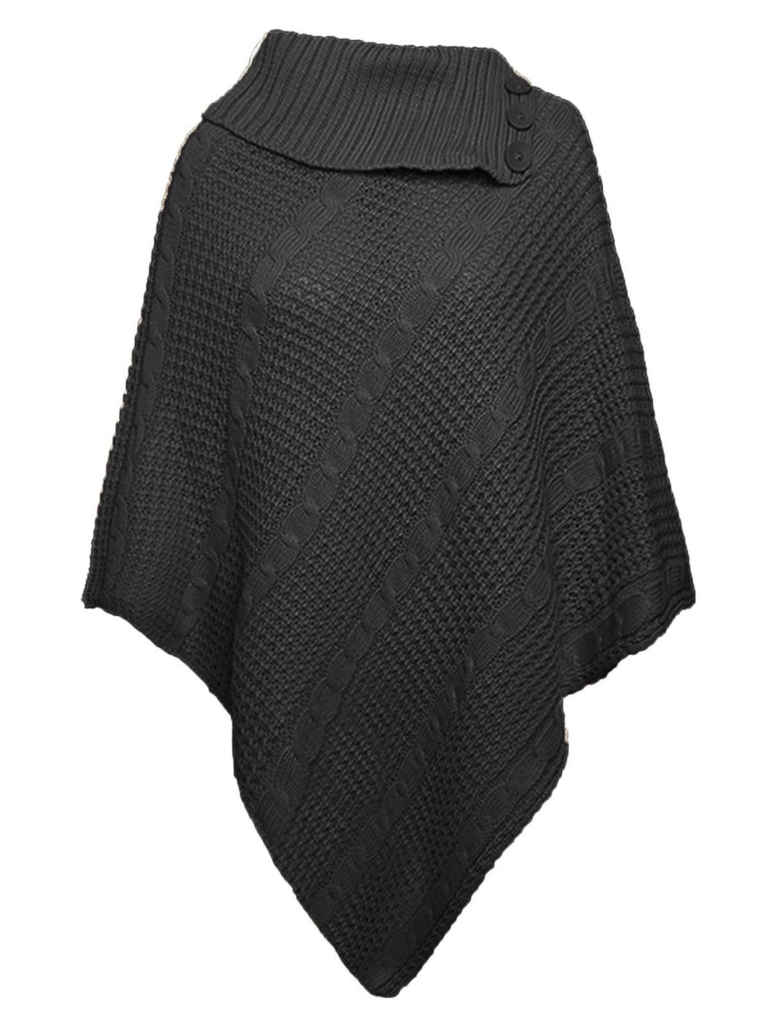 Hamishkane Damen-Poncho mit 3 Knöpfen, Zopfmuster, warm, Cardigan-Top S Anthrazit, S Anthrazit