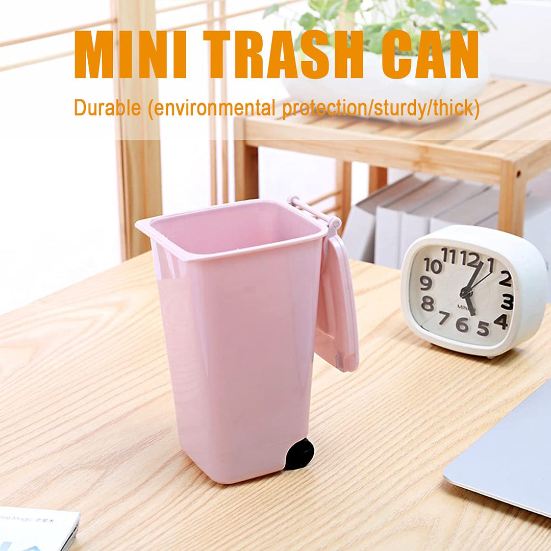 4 Stück Tischmülleimer mit Deckel, Mini Mülleimer, Mini Plastik Tisch Mülltonne, Bad Kosmetikeimer T