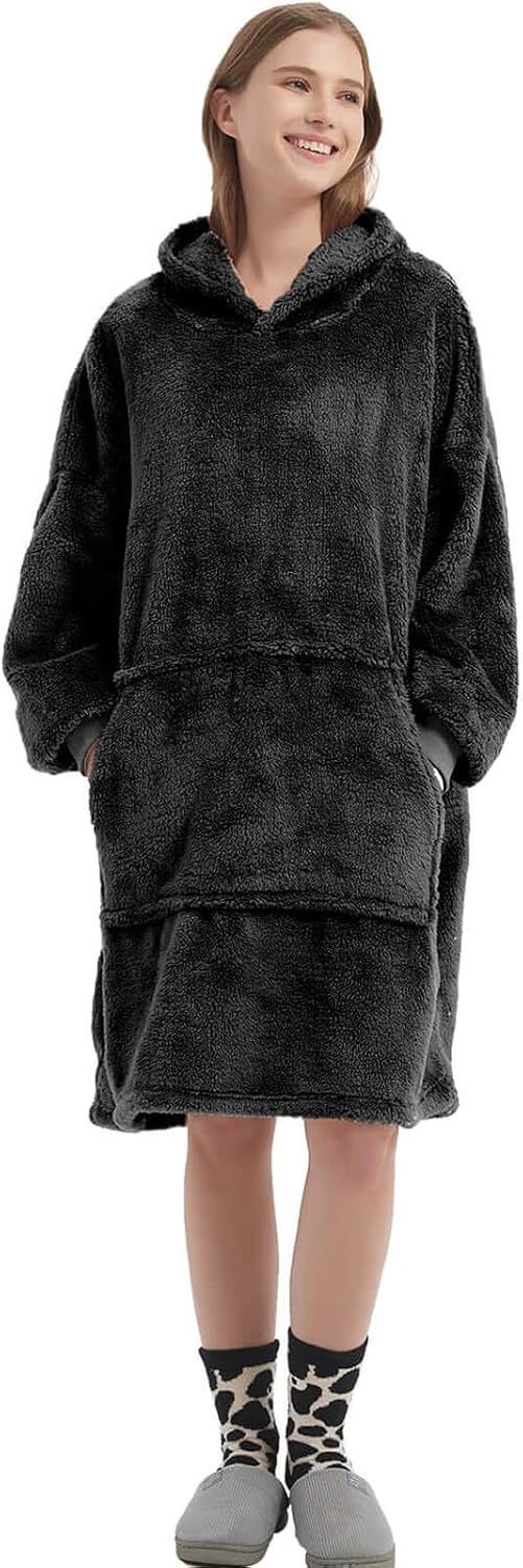 FELOVE Hoodie Decke Ärmeln Kuschelpullover Mit einer grossen Tasche,Tragbare Decke Ultra Soft Bequem