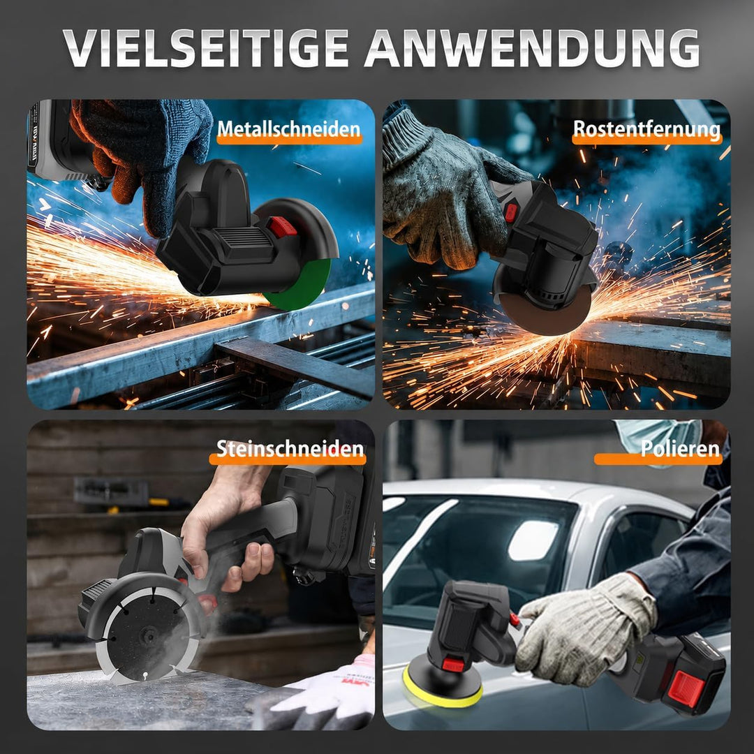 NANWEI 3-Zoll-Akku-Winkelschleifer für Makita 18-V-Akku, 76 mm kompakter und leichter Schleifer, 0–1
