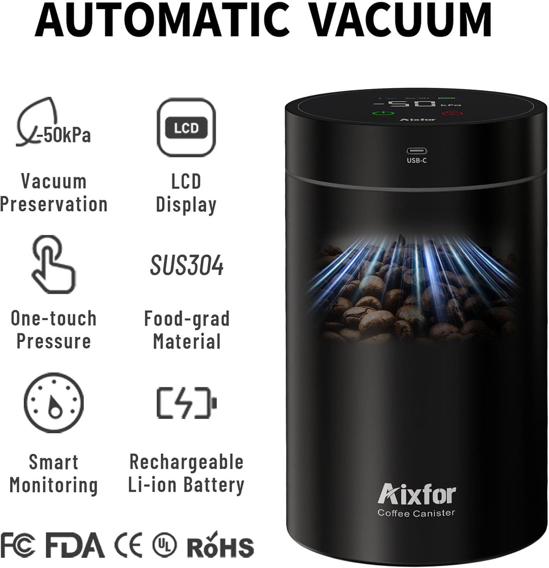 BLESYS Smarter Kaffee Vakuumbehälter Luftdichter, Automatischer Lebensmittelbehälter aus Edelstahl m