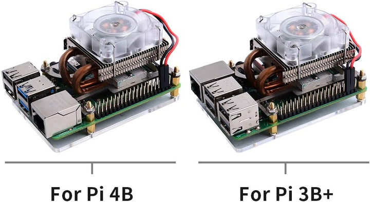 GeeekPi Raspberry Pi Low-Profile CPU Kühler, Raspberry Pi Horizontal Ice Tower Cooler, RGB PWM Cooli