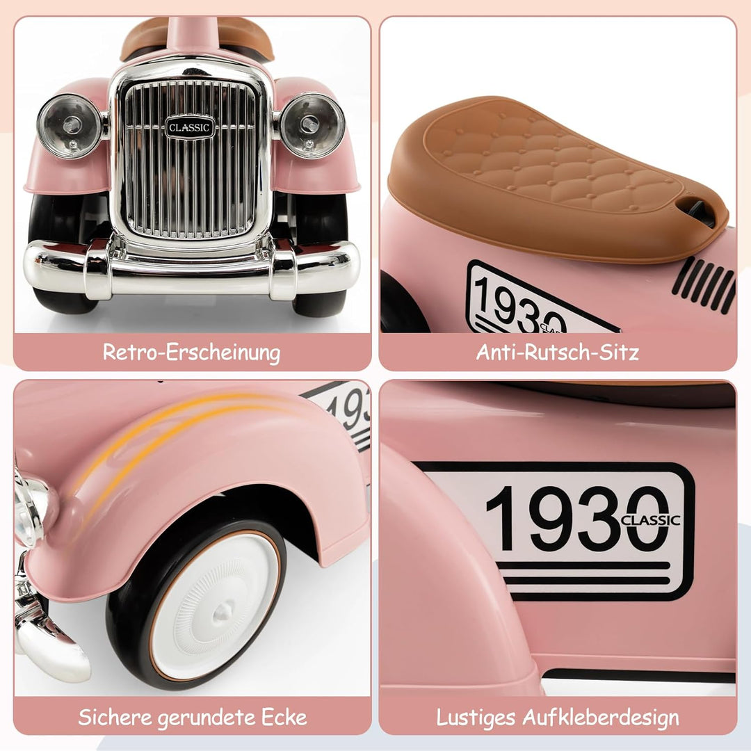 DREAMADE Rutschauto, Kinder Rutschfahrzeug mit Hupe & Stauraum & DIY Abziehbild, Rutscher Jungen & M