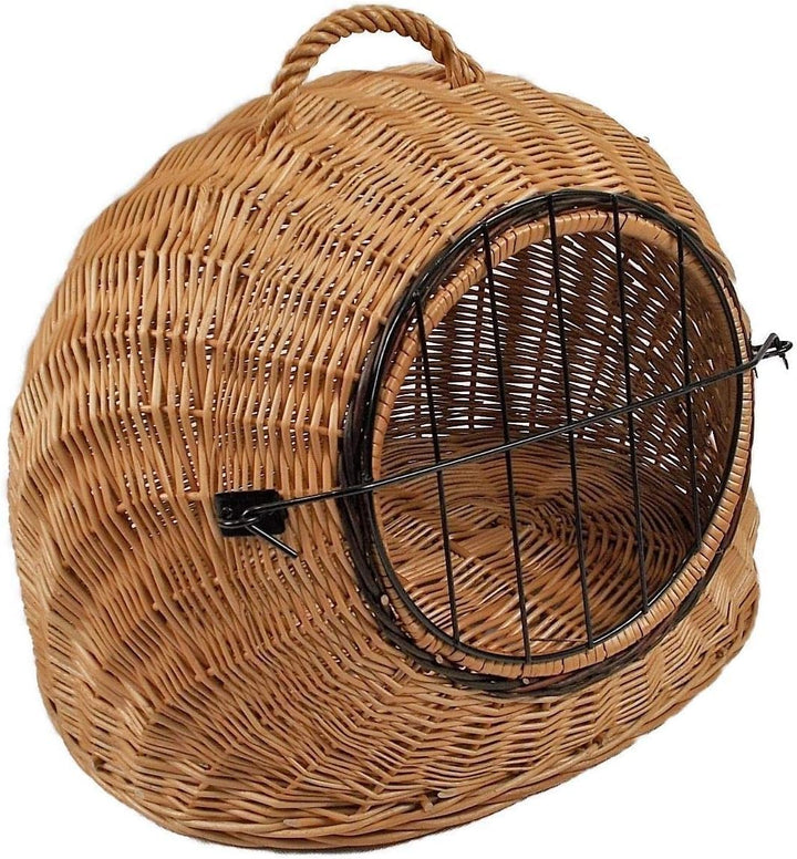 Transportkorb aus Weide für Tiere Braun Gr. L 55x45x47cm abnehmbares Metall-Gitter