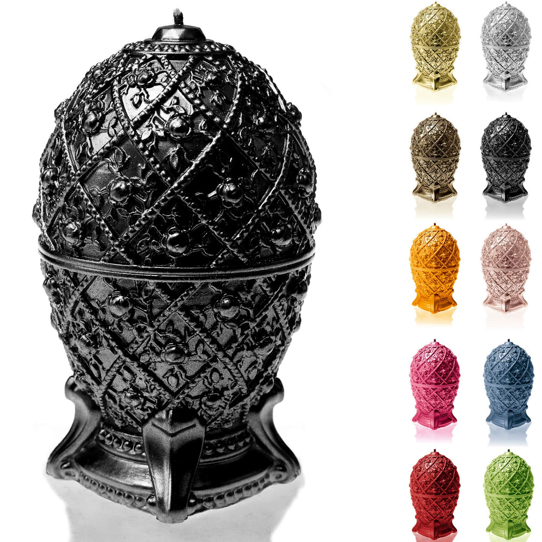 Candellana Kerze Mittleres Faberge-Ei Low Poly, Höhe: 16 cm, Handgemacht in der EU (Black Metallic),