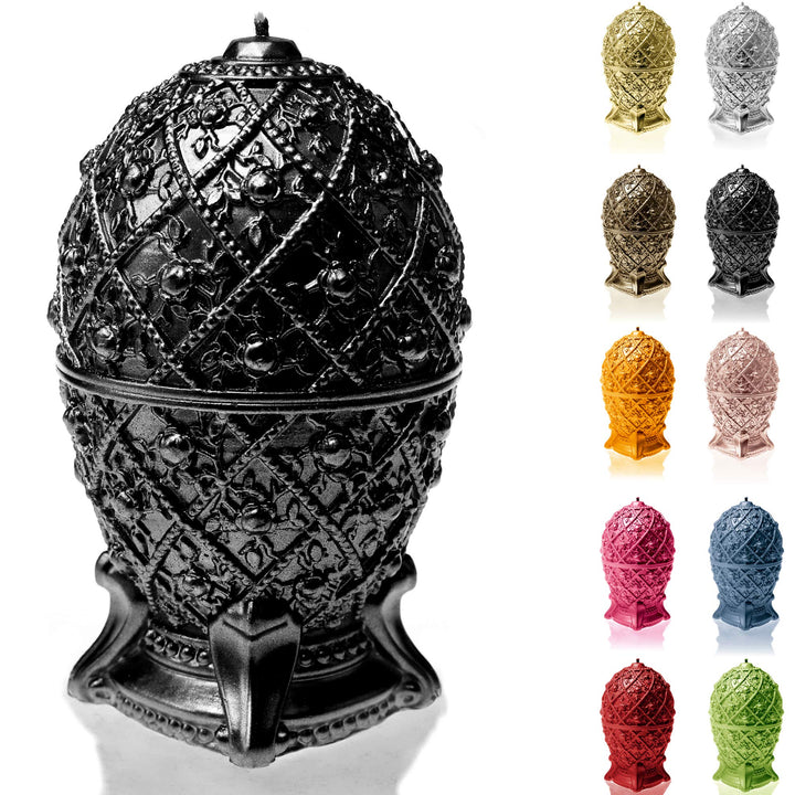 Candellana Kerze Mittleres Faberge-Ei Low Poly, Höhe: 16 cm, Handgemacht in der EU (Black Metallic),