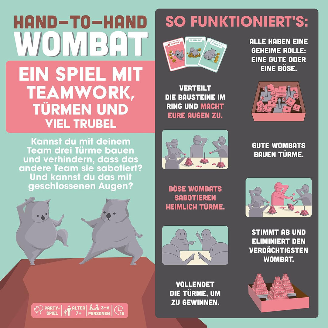 Exploding Kittens | Hand-to-Hand Wombat | Partyspiel | 3-6 Spieler | Ab 7+ Jahren | 15 Minuten | Deu