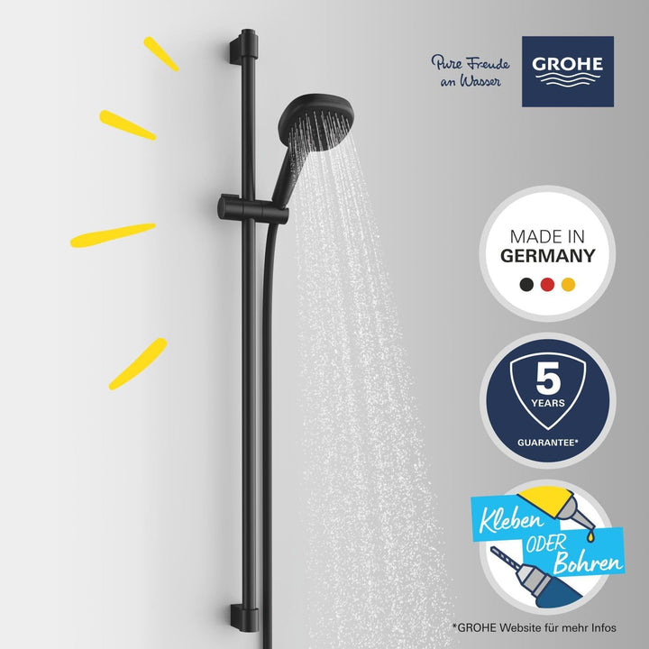 GROHE Vitalio 110, Duschset wassersparend, 8l pro Min (Brausestangenset mit Duschkopf 2 Strahlarten,
