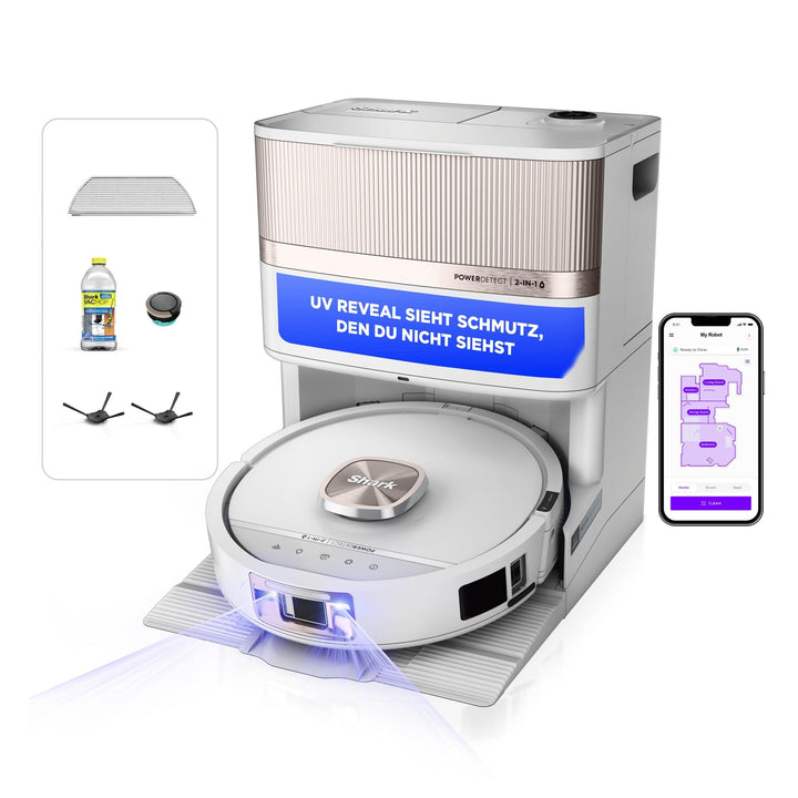 Shark PowerDetect UV Reveal Saug- &amp; Wischroboter, StainDetect, DirtDetect | selbstentleerende Ladest