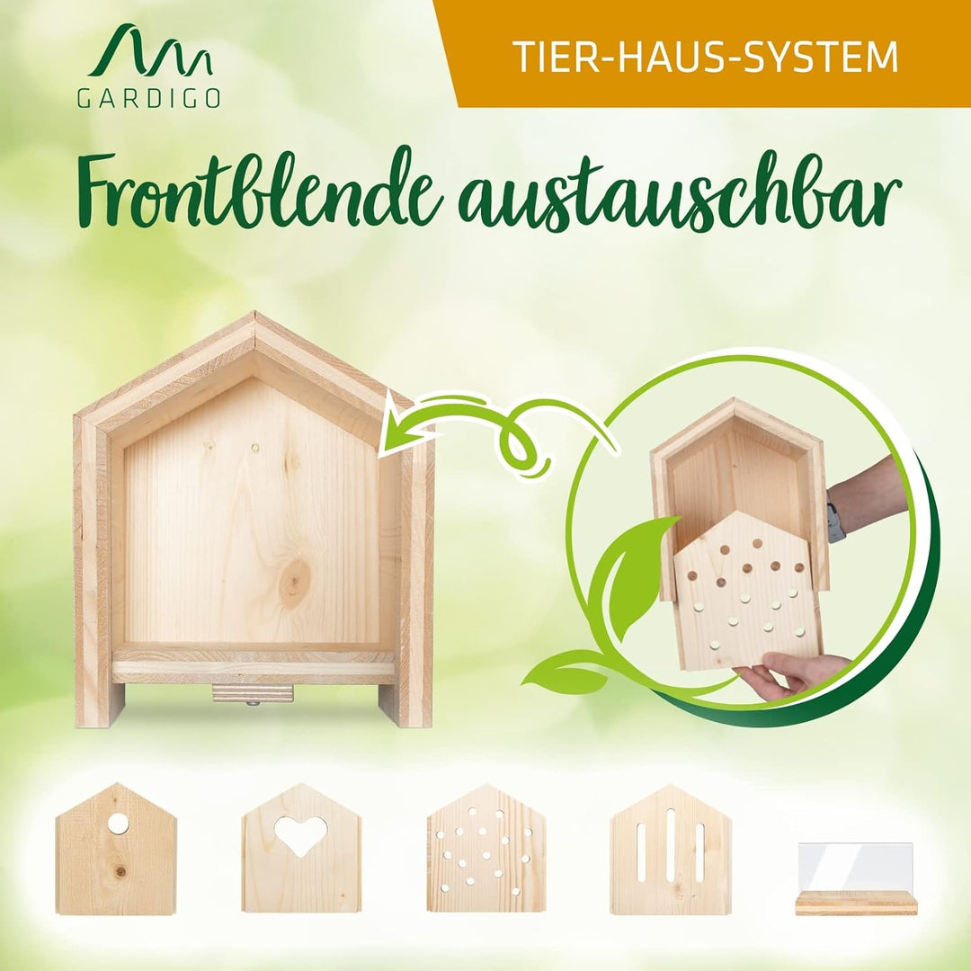 GARDIGO® Tierhaus System: Bienenhaus I Bienenhotel aus Massivholz I Made in Germany I Wildbienen Nis