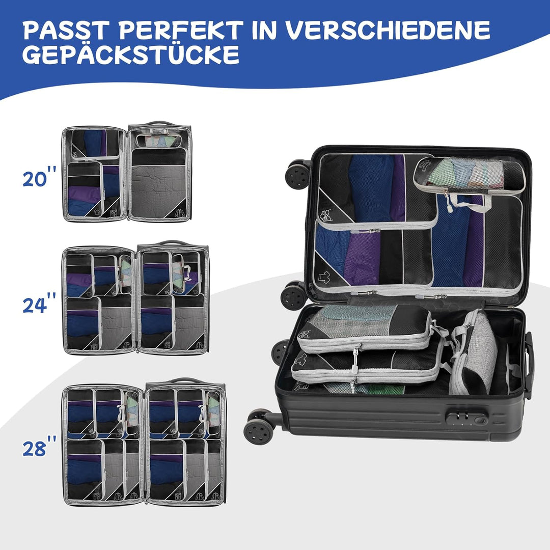 5-teilig Kompressions Packwürfel Set für Reisen, Compression Packing Cube zur Organisation Ihres Rei