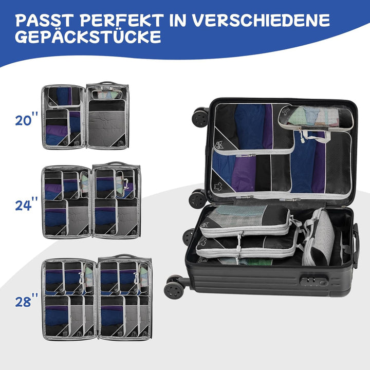 5-teilig Kompressions Packwürfel Set für Reisen, Compression Packing Cube zur Organisation Ihres Rei
