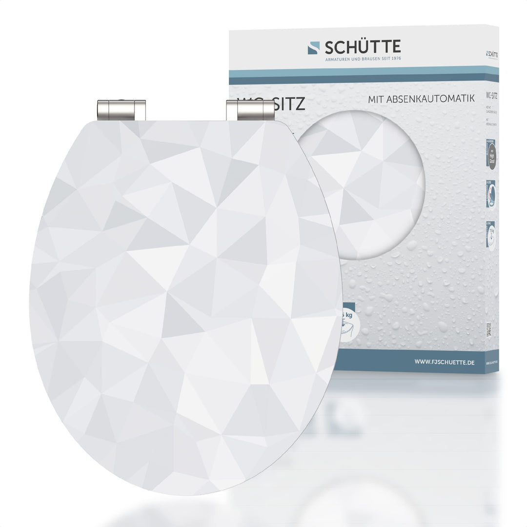 SCHÜTTE WC-Sitz Holzkern HG DIAMOND, Hochglanz Toilettensitz mit Absenkautomatik, passend für alle h