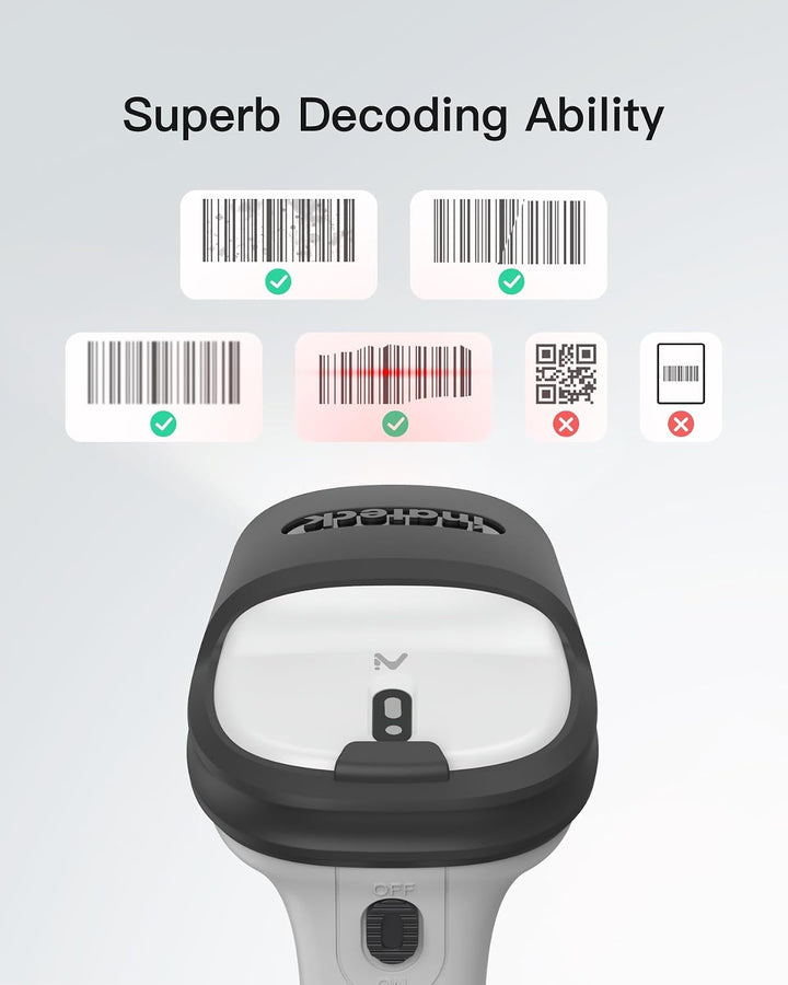 Inateck Barcode Scanner Bluetooth 1D mit AI, Handheld Kabellos, BCST-70 AI | 180 Tage Standby mit Ei