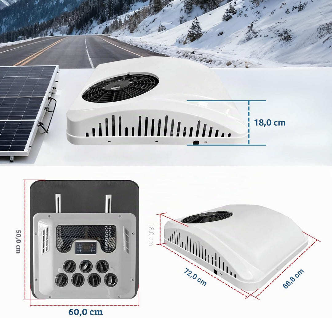 DC 12V-Klimaanlage 8800BTU Elektrisches Parken Dach RV 12V Wechselstrom Einheit für LKW Wohnmobil An