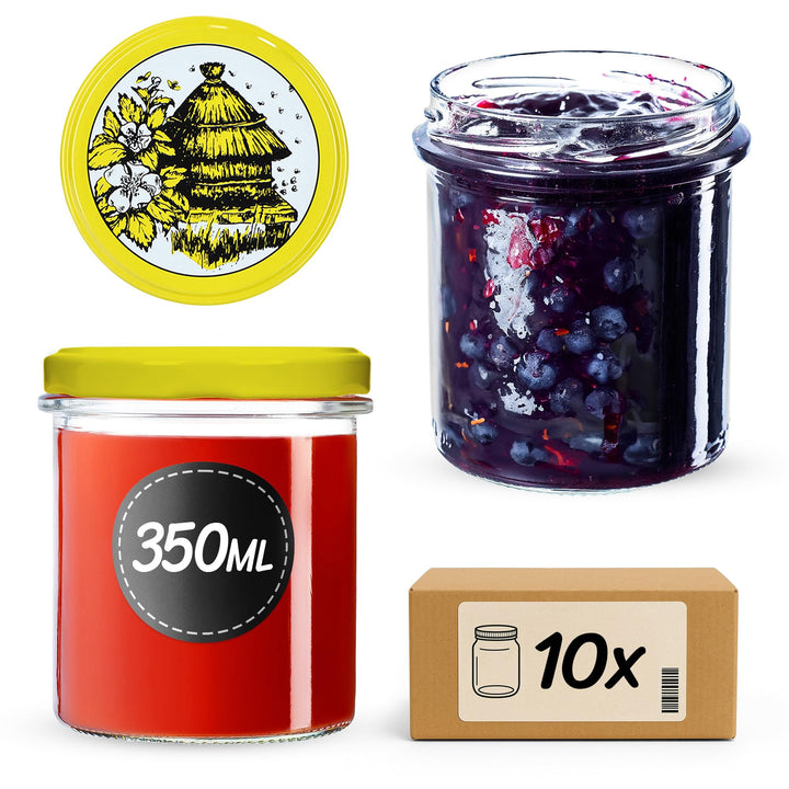 KADAX 10er Set Marmeladengläser 350ml TO82, Einmachgläser Vorratsgläser Mason Jar mit Schraubdeckel,