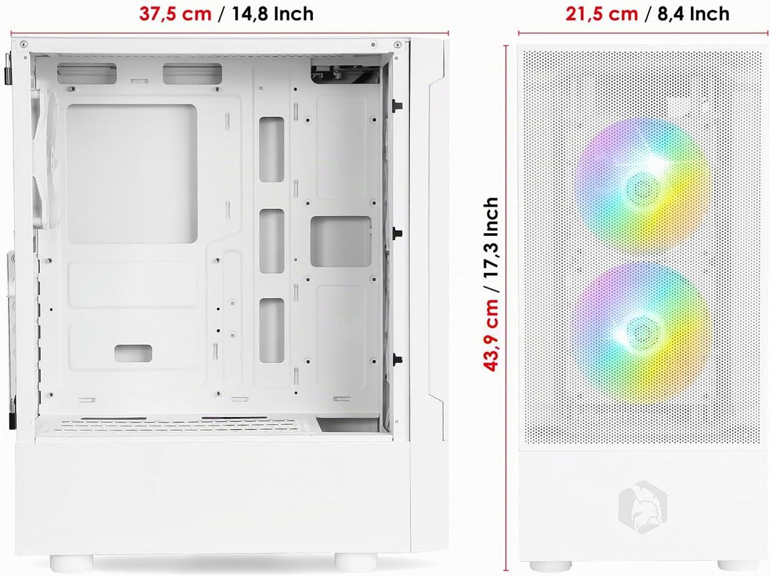 EMPIRE GAMING - Gehäuse für Gamer Sapphire – ARGB Mittlerer Tower ATX/Micro-ATX/ITX – seitliche Tür