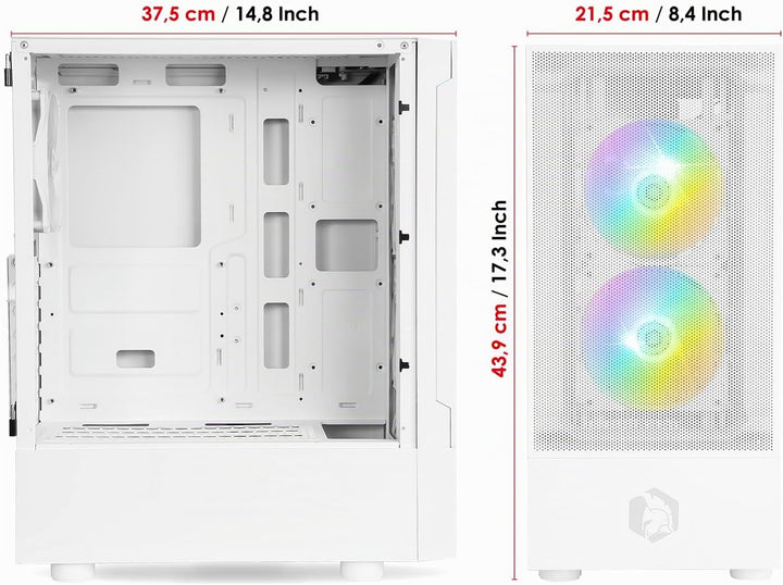 EMPIRE GAMING - Gehäuse für Gamer Sapphire – ARGB Mittlerer Tower ATX/Micro-ATX/ITX – seitliche Tür