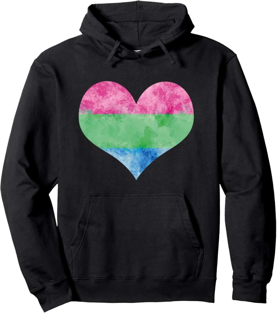 Polysexuell Pride Watercolor Heart Pullover Hoodie