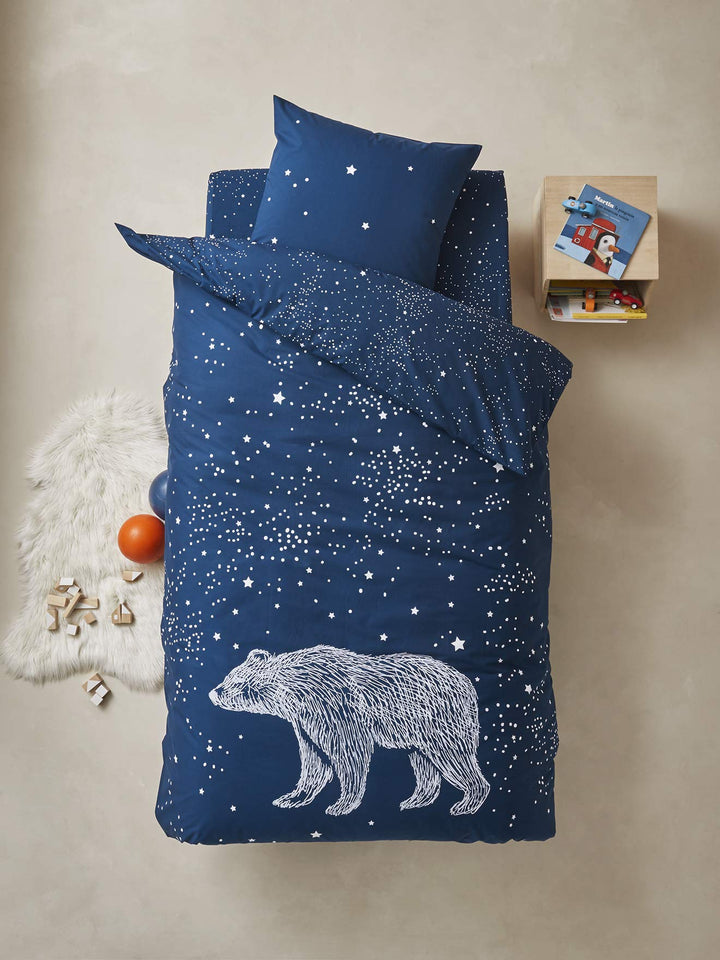 Vertbaudet Bettwäsche-Set für Kinder,Eisbär dunkelblau 140X200 - Kissen 63X63 140X200 - KISSEN 63X63