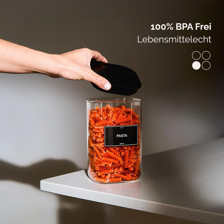 Vorratsgläser eckig mit Deckel 2500ml [2er Set] – Vorratsdosen Glas luftdicht & mottensicher – Spagh