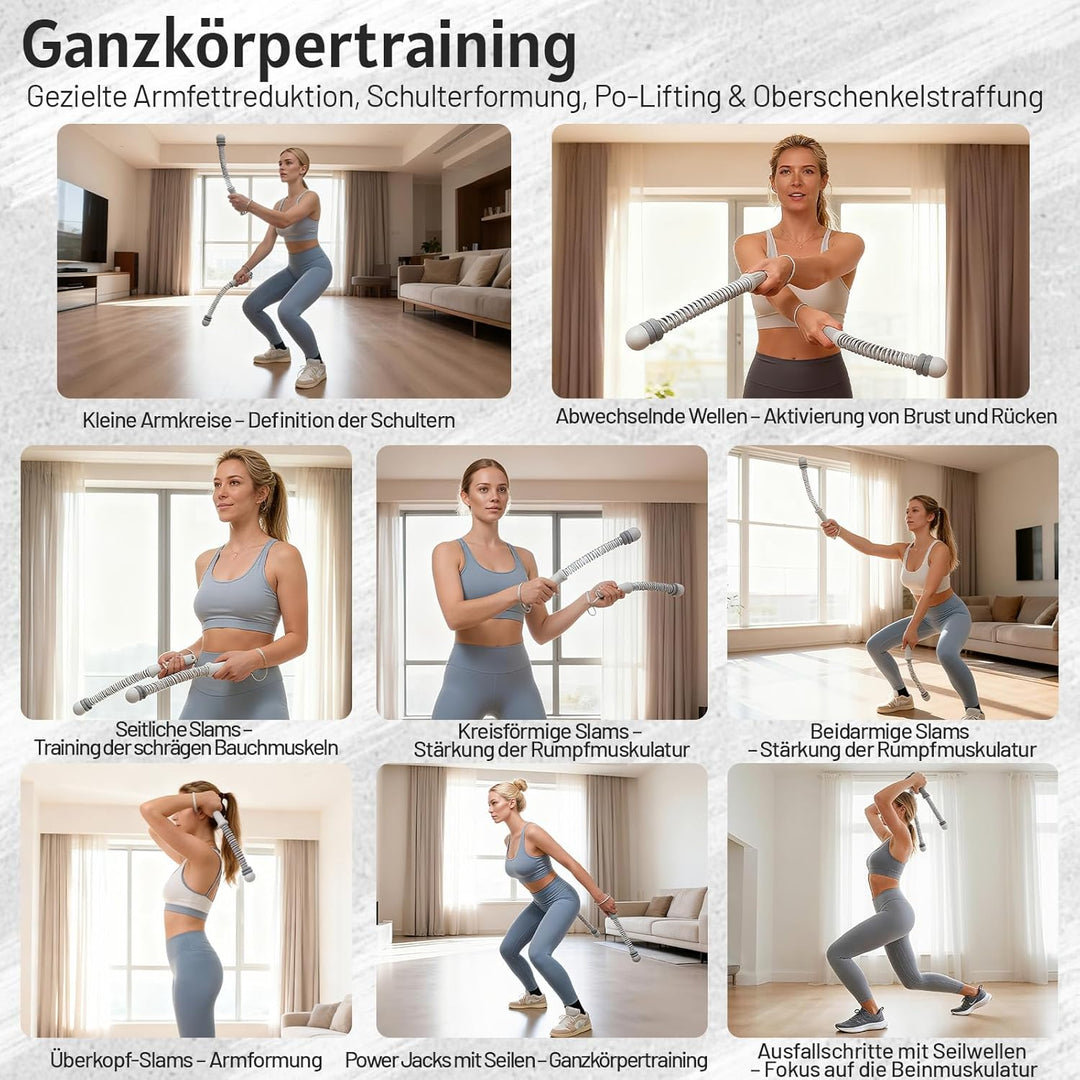 Tragbare Battle Rope Ohne Seil mit verstellbaren Gewichten, leises Home Gym,Ropeless Battle Rope mit
