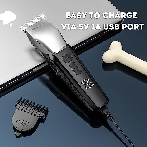 BarberBoss Kabelloses Tierpflegeset, Professionelle Hundeschermaschine für dickes Haar, Wiederauflad