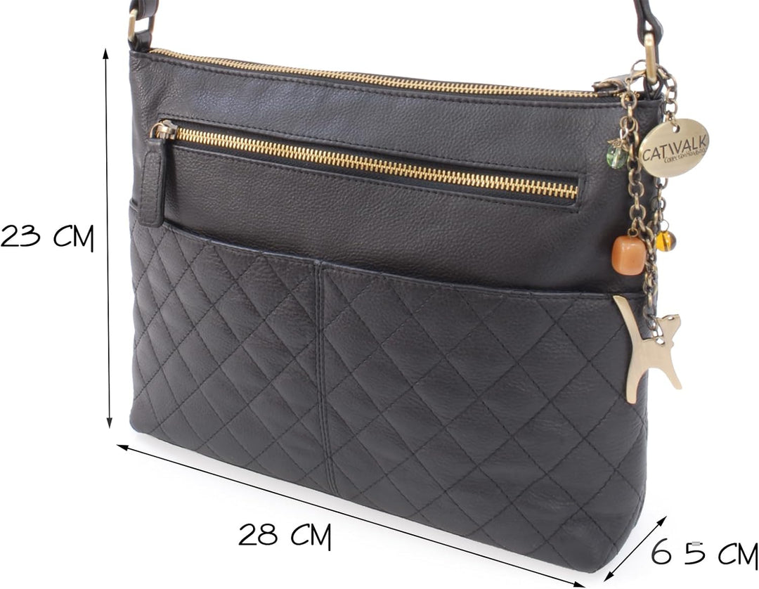 Catwalk Collection Handbags - Damen Umhängetasche Mittelgross - Crossbody Bag/Handtasche - Gesteppte