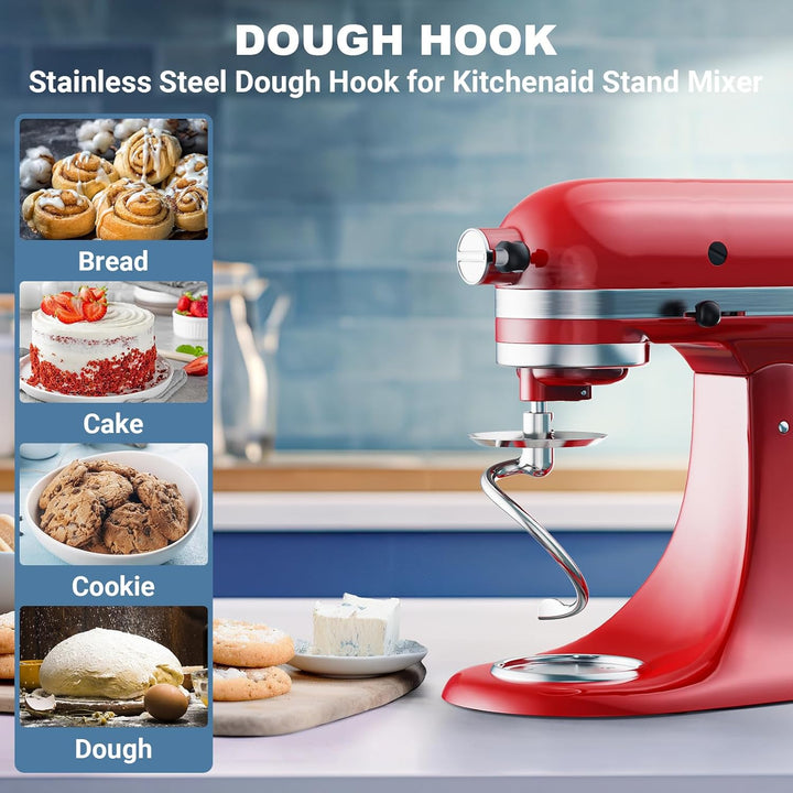 Cofun Edelstahl SpiralKnethaken für KitchenAid Zubehör, Knethaken für KitchenAid 4,5-5 Quart Kipp-St