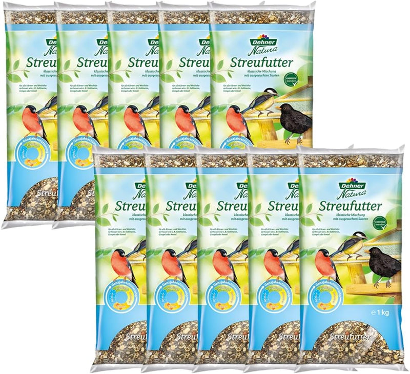 Dehner Natura Wildvogelfutter, Streufutter, 10 x 1 kg (10 kg) 1 kg (10er Pack) Streufutter, 1 kg (10