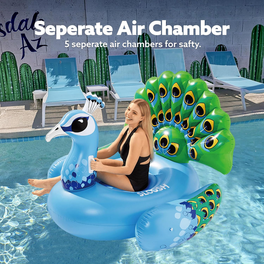 JOYIN Riesiger Aufblasbarer Pfau Pool Floss, Luxus Schwimmring & Pool Lounge für Erwachsene und Kind
