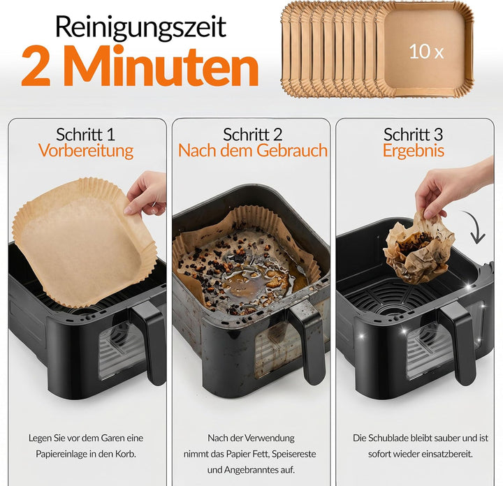 LEHMANN Heissluftfritteuse XXL 8L, 40 integrierte Rezepte, 11 Programme, 80-200 °C &amp; Timer, WLAN-App